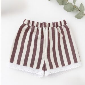 Pantalón corto rayas borgoña