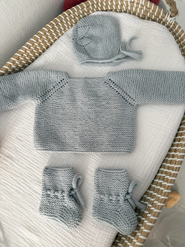 Conjunto lana gris perla