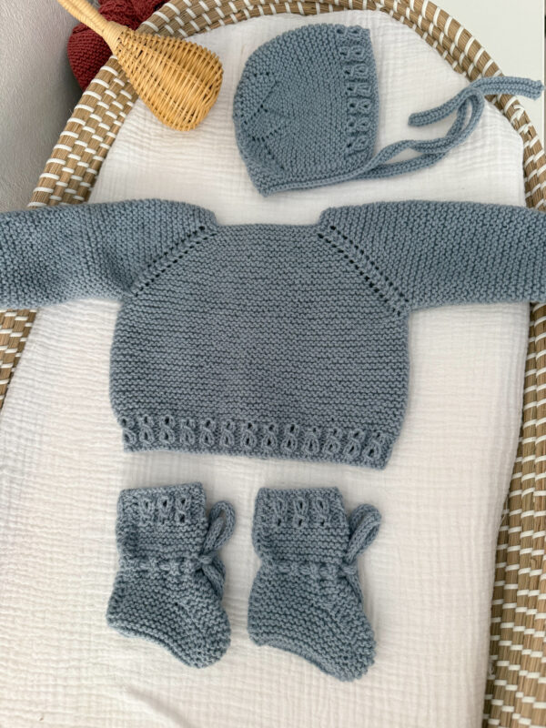 Conjunto lana azul empolvado