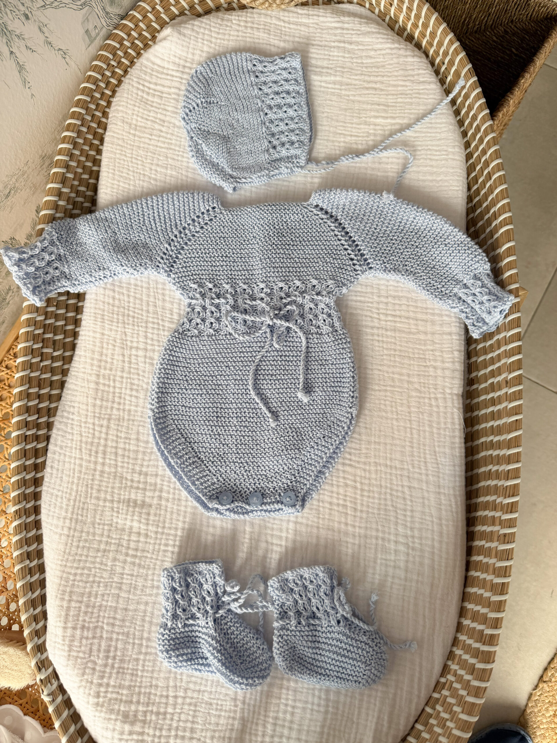 Conjunto Paula celeste algodón