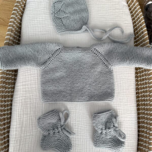 Conjunto lana gris perla