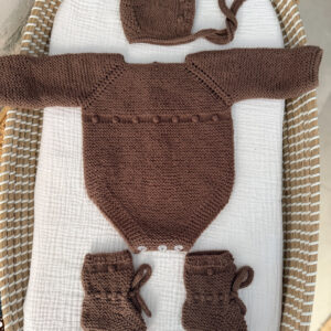 Conjunto bodoques lana marrón