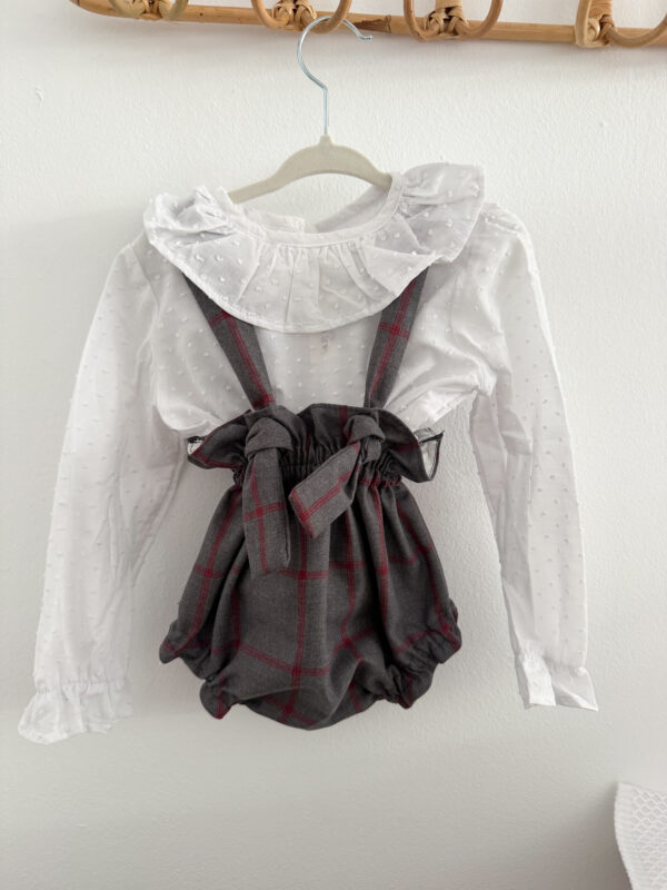 Cubre con tirantes cuadro gris y granate - Imagen 2