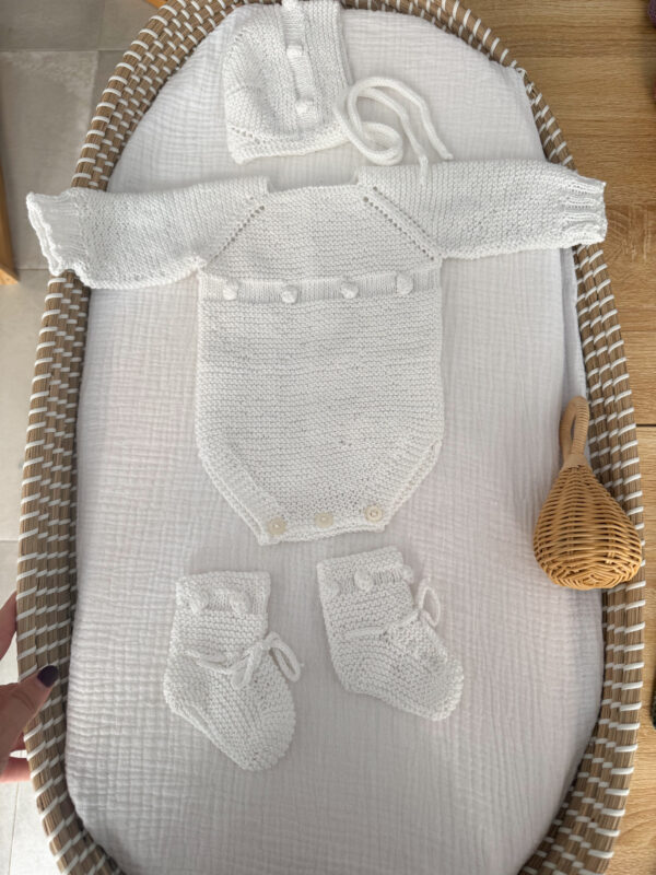 Conjunto algodón bodoques blanco