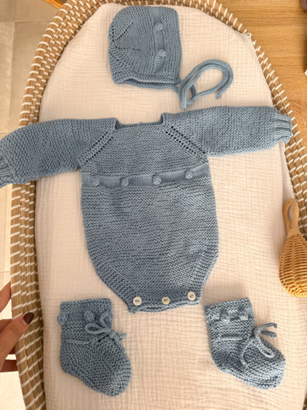 Conjunto algodón bodoques algodón celeste oscuro