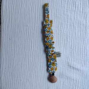 Chupetero flor liberty mostaza y azul