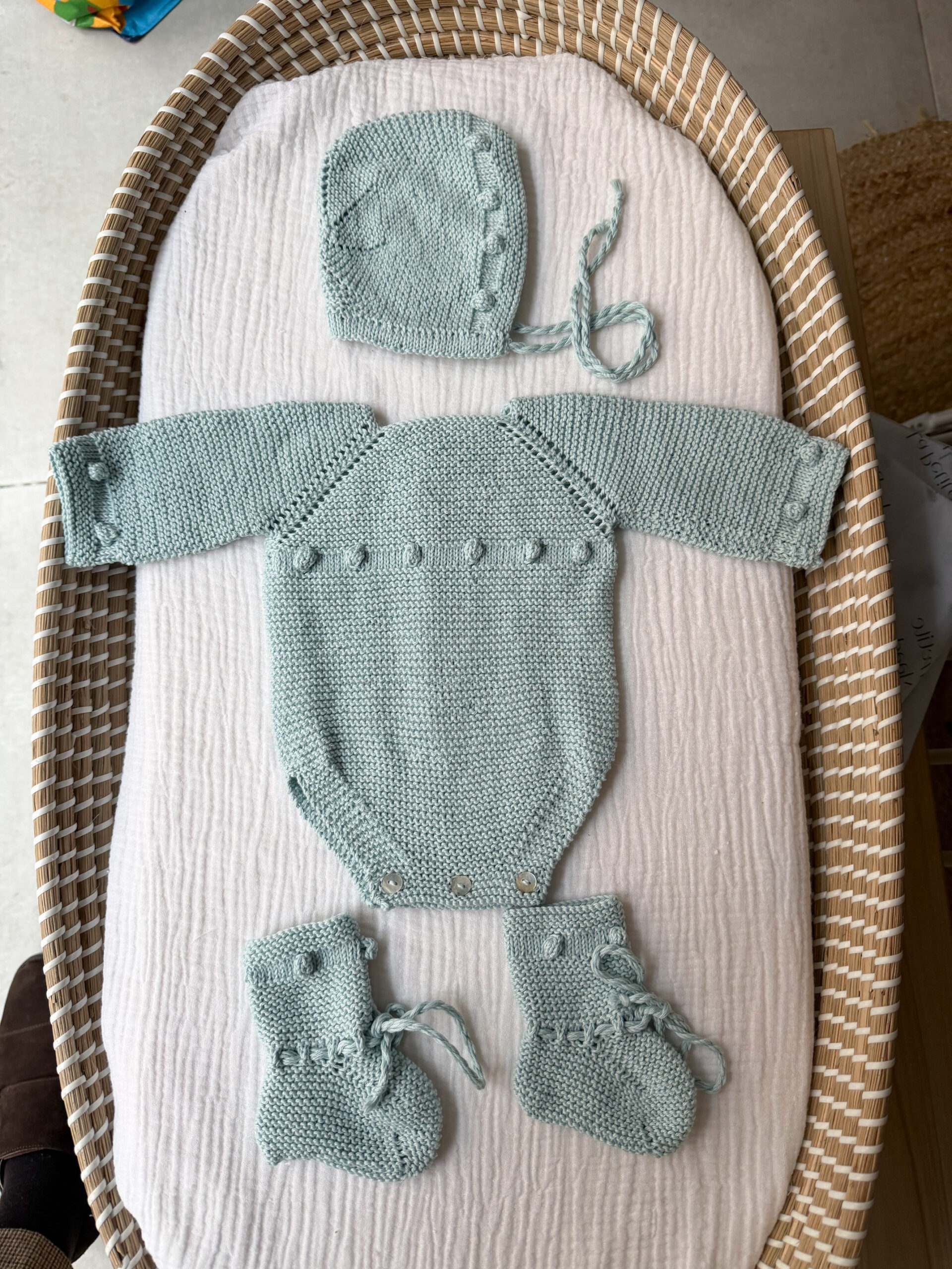 Conjunto bodoques azul celeste algodón