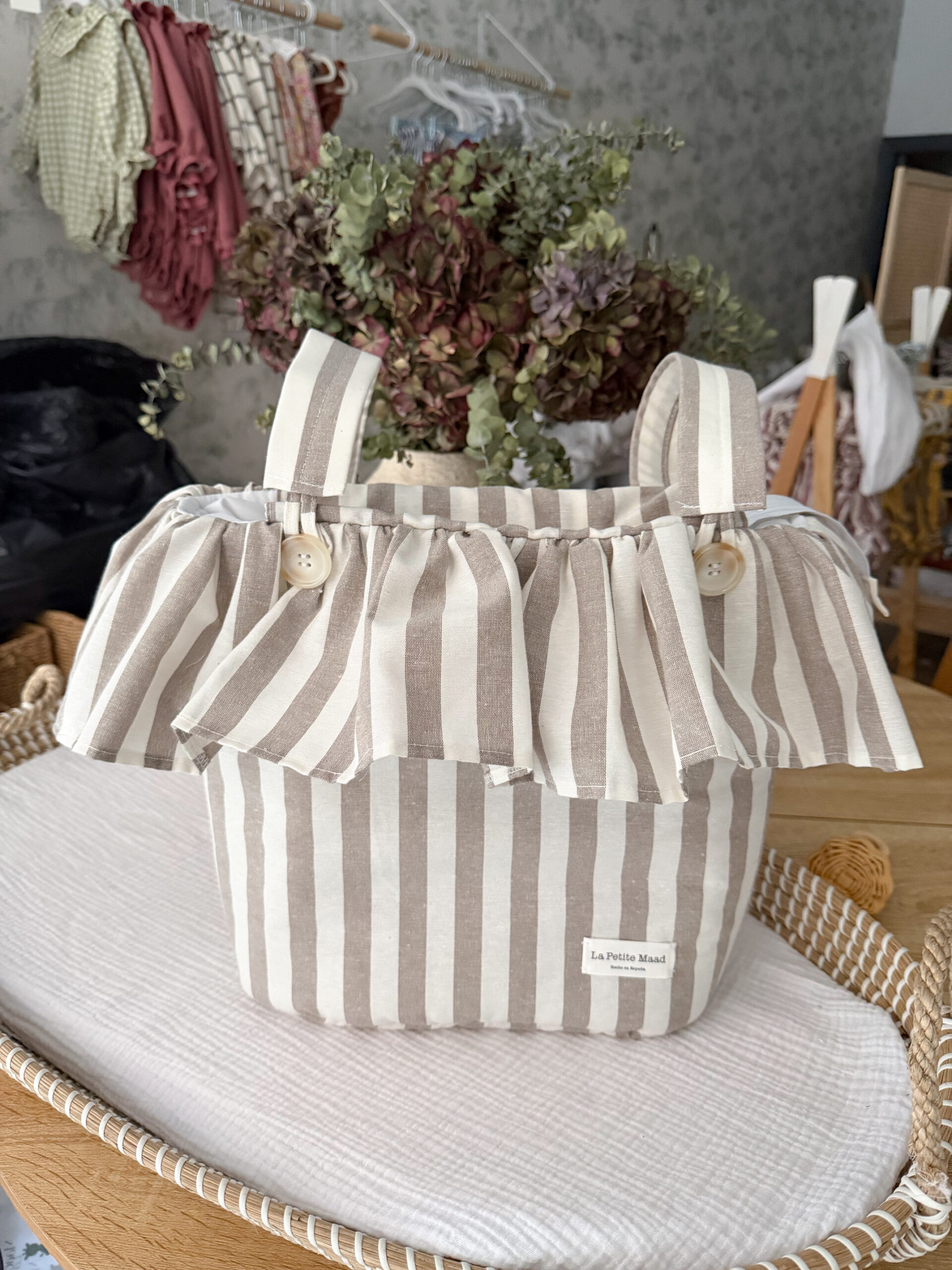Bolso de carro rayas beige