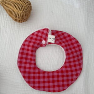 Cuello vichy rosa y rojo