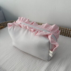 Neceser piqué con vichy rosa