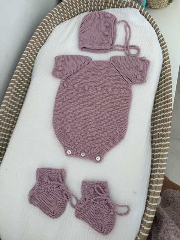 Conjunto bodoques algodón rosa empolvado
