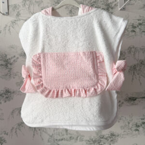 Poncho de playa vichy rosa volante