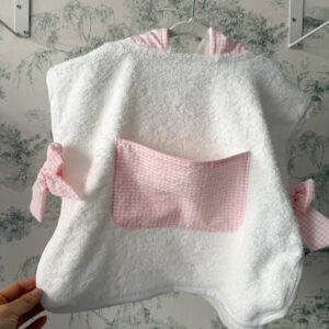 Poncho de playa vichy rosa