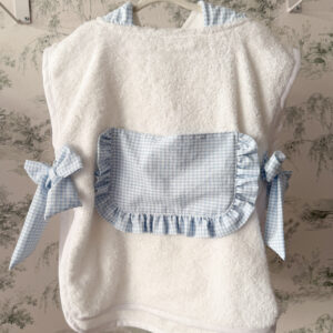 Poncho de playa vichy celeste volante