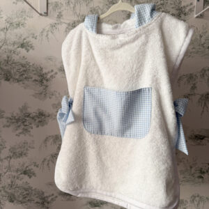 Poncho de playa vichy celeste