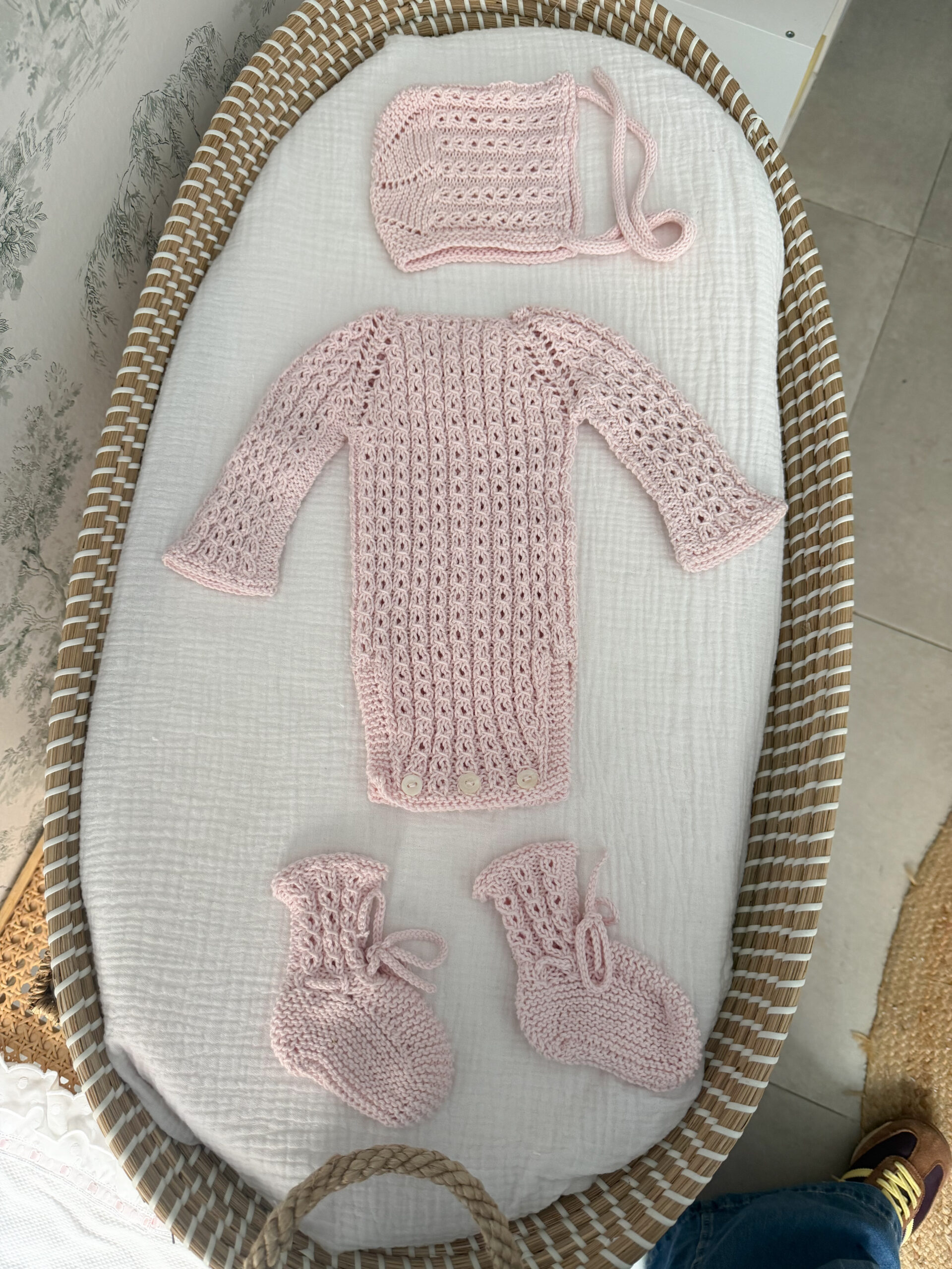 Conjunto macarena algodón rosa bebé