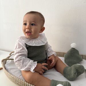 Conjunto pompón verde lana