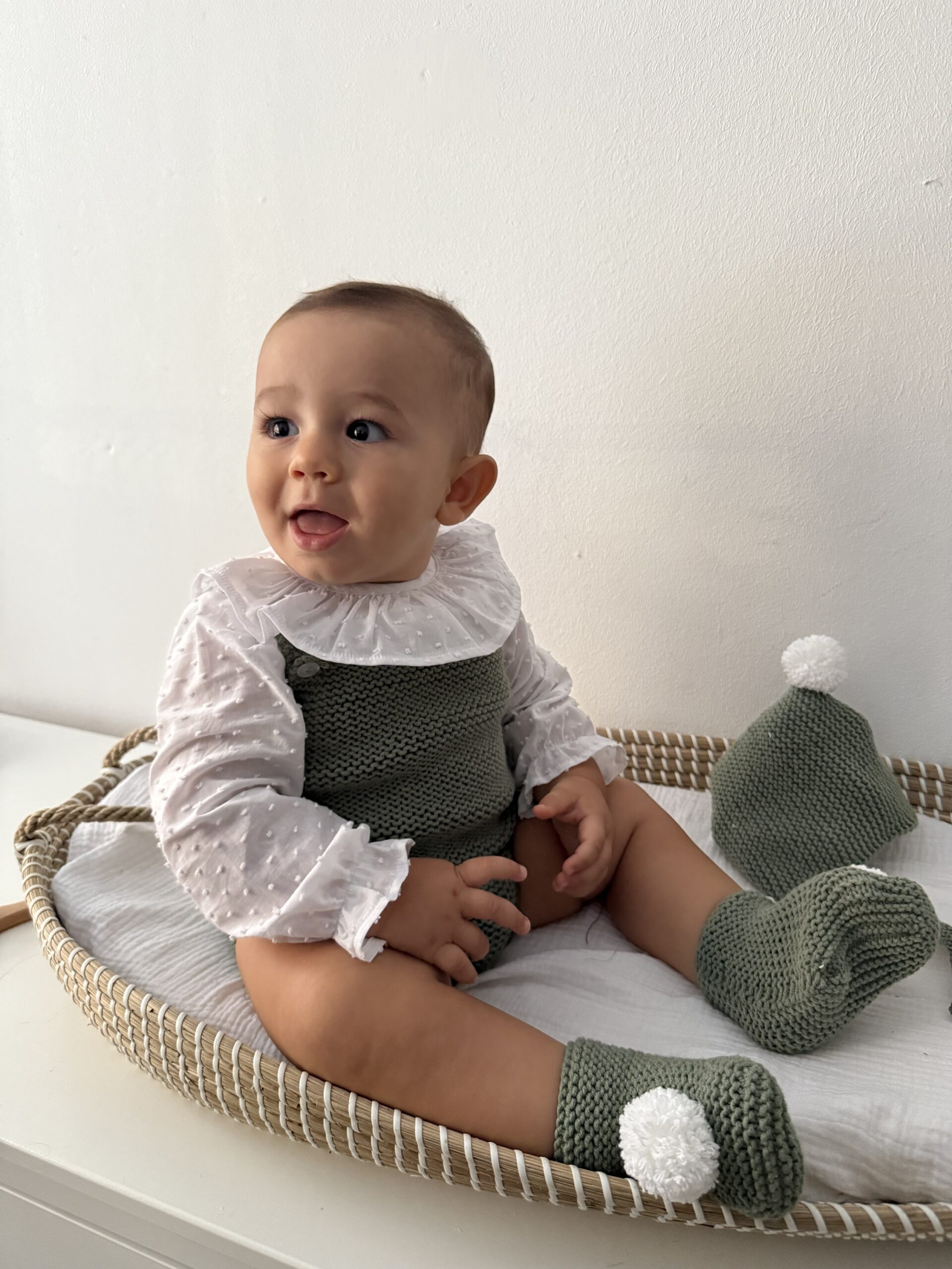 Conjunto pompón verde lana