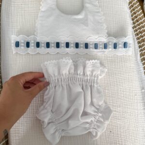 Babero espalda lazo raso azul petróleo