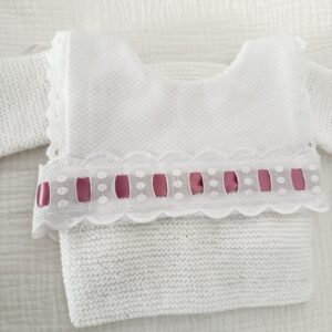 Babero espalda lazo raso rosa viejo