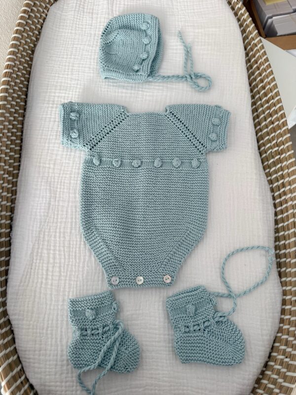 Conjunto bodoques algodón celeste