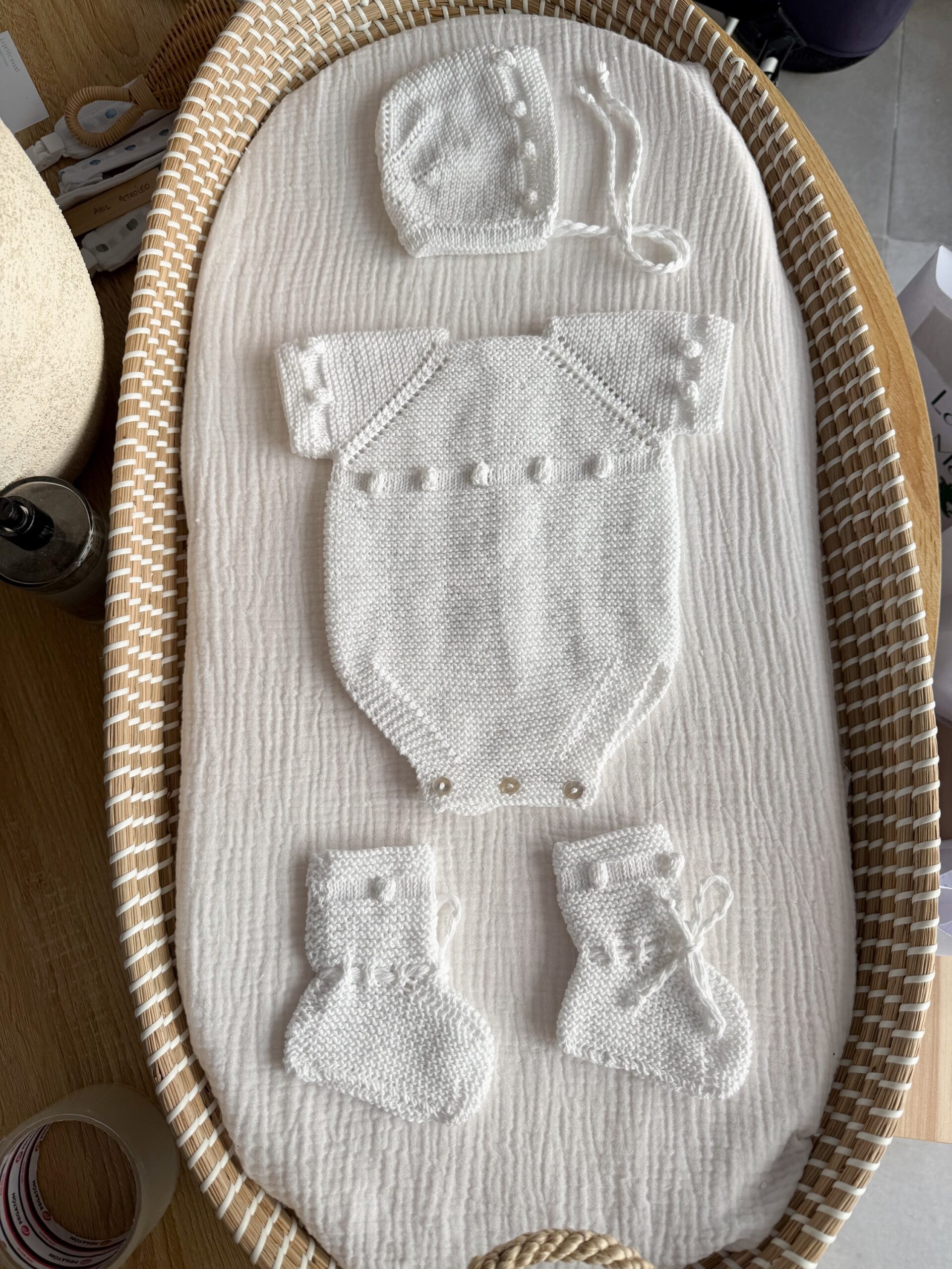 Conjunto bodoques blanco algodón