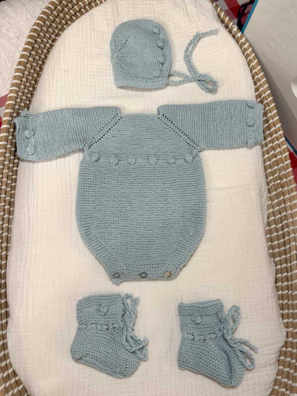 Conjunto bodoques algodón celeste