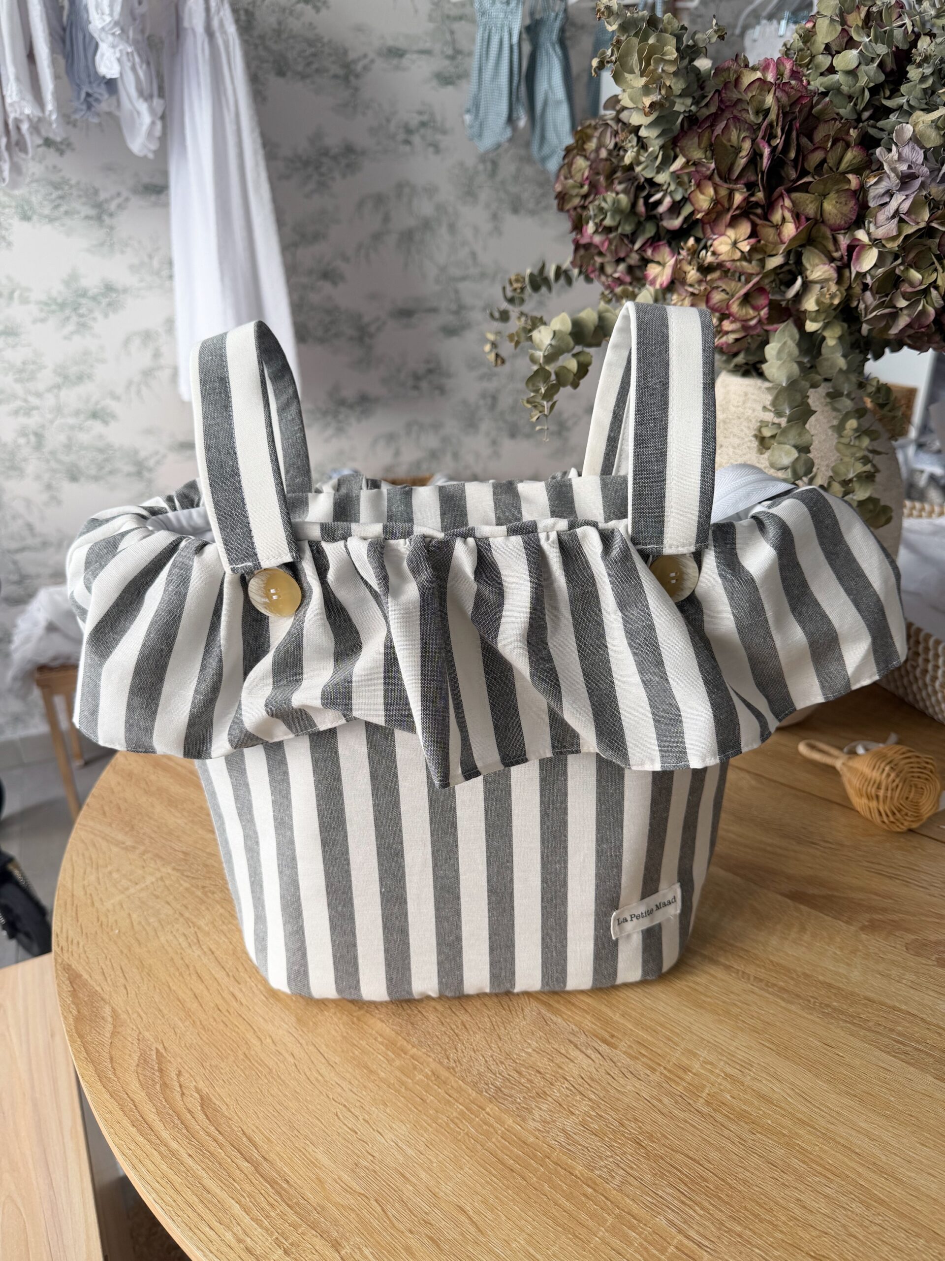 Bolso de carro rayas gris