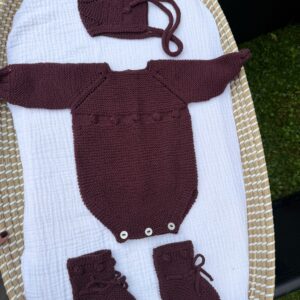 Conjunto algodón bodoques granate